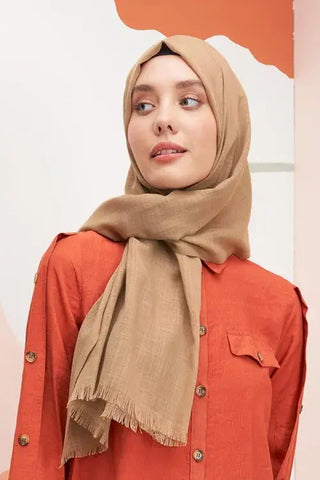 Keten Vual Şal - Kehribar