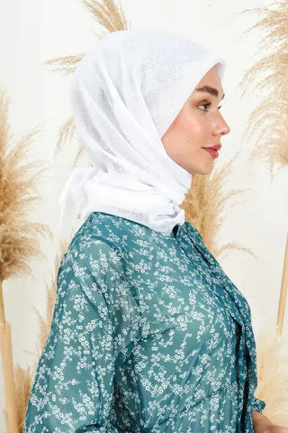 Keten Vual Eşarp - Beyaz