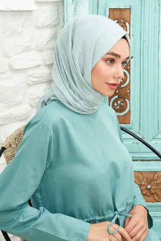 Jakar Pamuk Şal / Botanik Desen - Turkuaz Mavisi