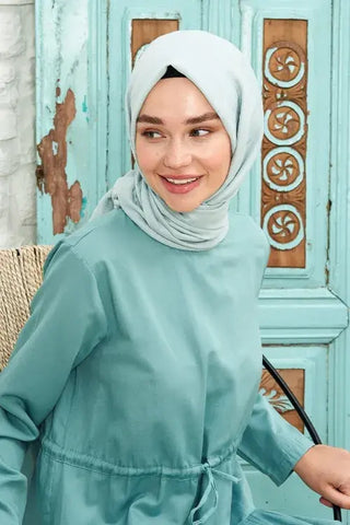 Jakar Pamuk Şal / Botanik Desen - Turkuaz Mavisi