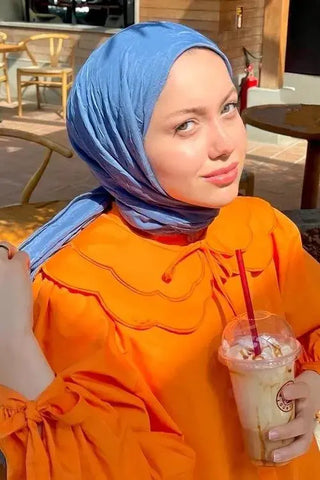 Elif Peker Bambu Kraş Şal - İndigo