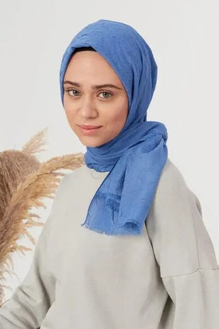 Elif Peker Bambu Kraş Şal - İndigo