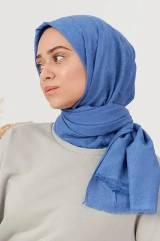 Elif Peker Bambu Kraş Şal - İndigo