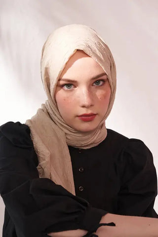 Rabia Hundi Bambu Kraş Şal - Koyu Bej