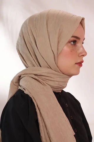 Rabia Hundi Bambu Kraş Şal - Koyu Bej
