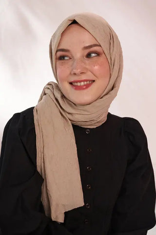 Rabia Hundi Bambu Kraş Şal - Koyu Bej