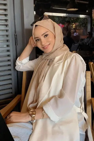 Rabia Hundi Bambu Kraş Şal - Koyu Bej