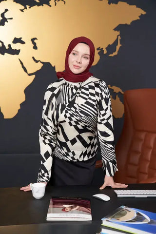 İpeksi Jakar Bordür Desen Şal -  Bordo