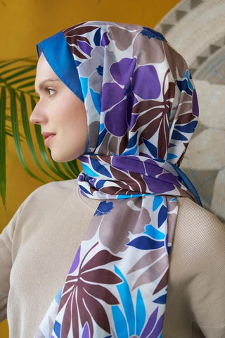 Seremoni Koleksiyonu Blossom Desen Şal - İndigo