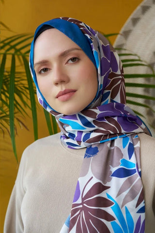 Seremoni Koleksiyonu Blossom Desen Şal - İndigo