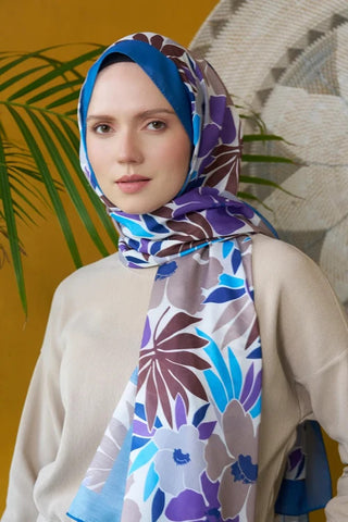 Seremoni Koleksiyonu Blossom Desen Şal - İndigo
