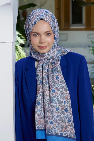 Seremoni Koleksiyonu Daisy Desen Şal - İndigo
