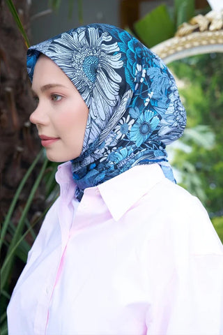 Aria Koleksiyonu Azalea Desen Eşarp - Mavi