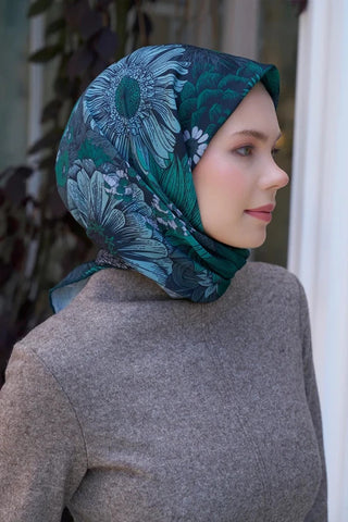 Aria Koleksiyonu Azalea Desen Eşarp - Yeşil