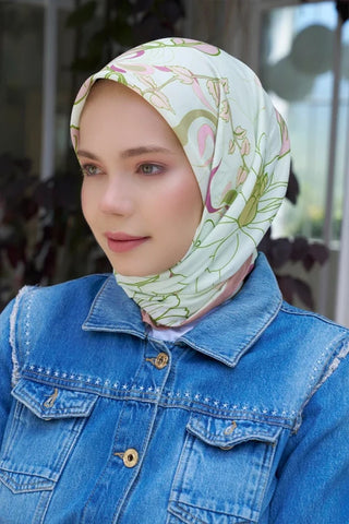 Aria Koleksiyonu Belle Desen Eşarp - Açık Yeşil