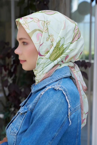 Aria Koleksiyonu Belle Desen Eşarp - Açık Yeşil