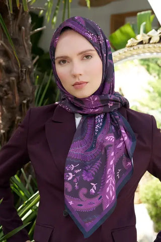 Aria Koleksiyonu Classy Desen Eşarp - Mürdüm