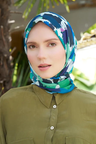 Aria Koleksiyonu Dalia Desen Eşarp - Mavi