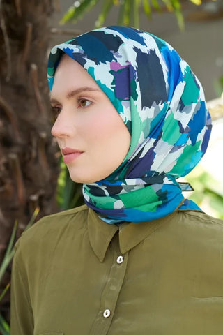 Aria Koleksiyonu Dalia Desen Eşarp - Mavi