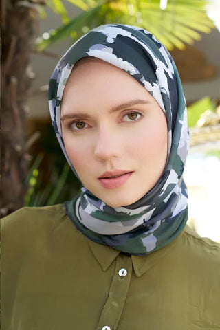 Aria Koleksiyonu Dalia Desen Eşarp - Yaprak Yeşili