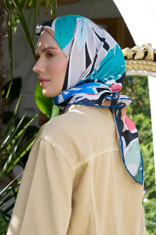 Aria Koleksiyonu Lilium Desen Eşarp - Lacivert