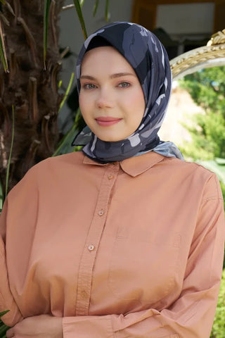 Aria Koleksiyonu Lilium Desen Eşarp - Siyah