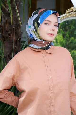 Aria Koleksiyonu Lilium Desen Eşarp - Yaprak Yeşil