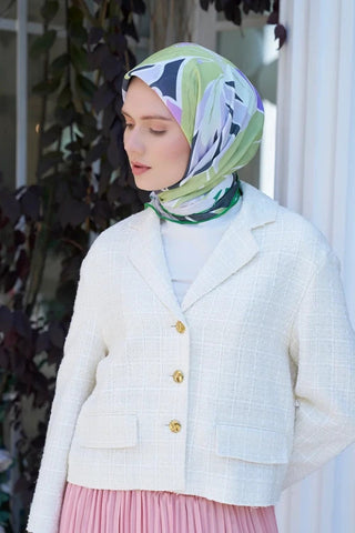 Aria Koleksiyonu Lilium Desen Eşarp - Yeşil