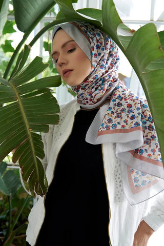 Seremoni Koleksiyonu Fresia Desen Şal - Gümüş