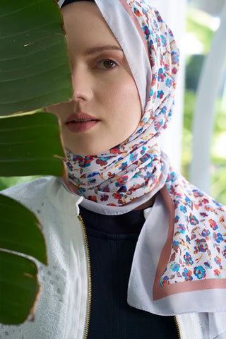 Seremoni Koleksiyonu Fresia Desen Şal - Gümüş