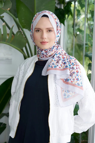 Seremoni Koleksiyonu Fresia Desen Şal - Gümüş