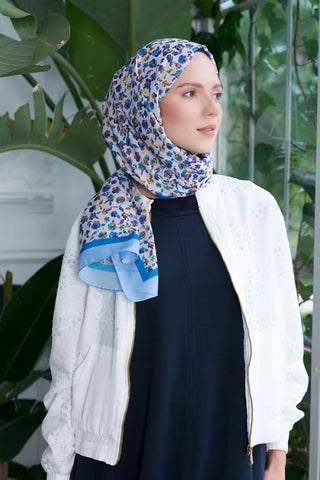Seremoni Koleksiyonu Fresia Desen Şal - Mavi