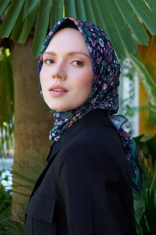 Aria Koleksiyonu Clarry Desen Eşarp - Lacivert