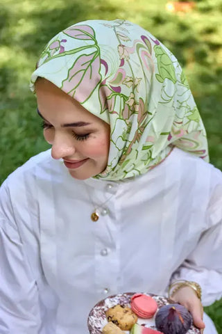 Aria Koleksiyonu Belle Desen Eşarp - Açık Yeşil