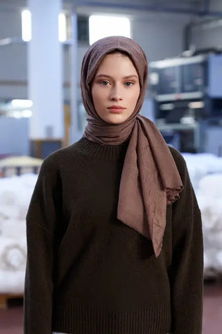 Feride Uludağ Bambu Kraş Şal - Tozlu Kahve