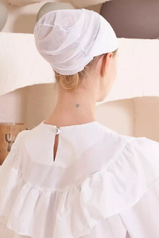 Dikişsiz Fileli Düz Bone - Beyaz