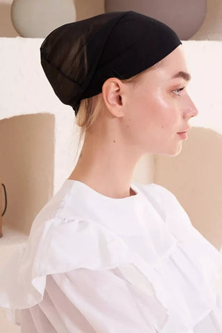 Dikişsiz Fileli Düz Bone - Siyah