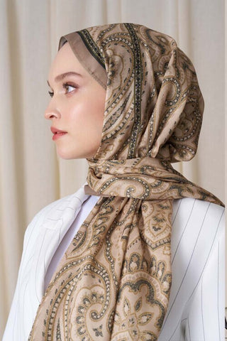 Historical Victorian Desen Şal - Yağ Yeşili