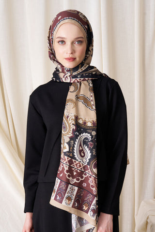 Historical Hesperian Desen Şal - Yağ Yeşili