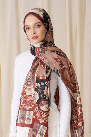 Historical Hesperian Desen Şal - Kiremit