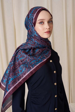 Historical Veloria Desen Şal - Petrol