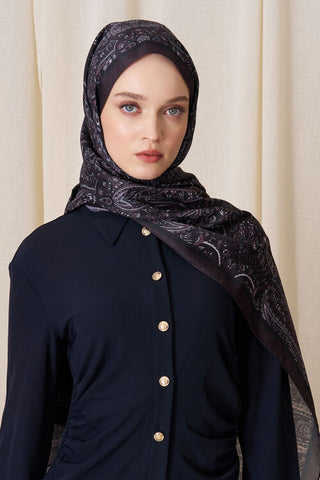 Kübra Kuş Historical Veloria Desen Şal - Acı Kahve