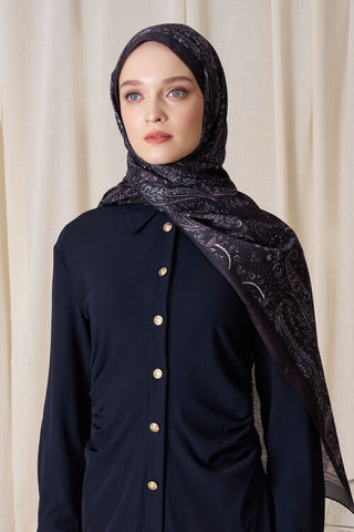 Kübra Kuş Historical Veloria Desen Şal - Acı Kahve