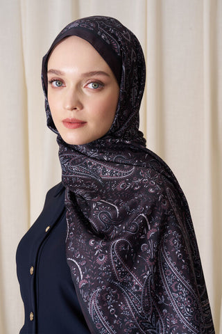 Kübra Kuş Historical Veloria Desen Şal - Acı Kahve