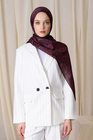 Kübra Kuş Historical Victorian Desen Şal - Bordo