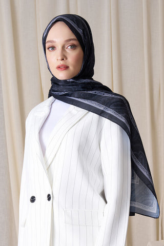 Historical Victorian Desen Şal - Siyah