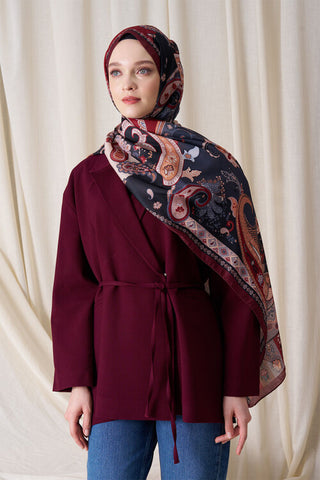 Historical Hesperian Desen Şal - Bordo