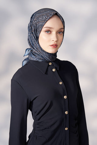 Daisy Glory Desen Eşarp - Lacivert