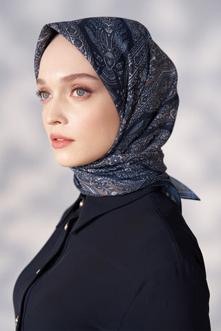 Daisy Glory Desen Eşarp - Lacivert