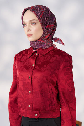 Daisy Glory Desen Eşarp - Kırmızı